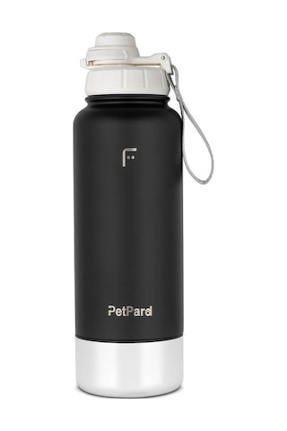 Petpard 2 İn 1 Kedi & Köpek Mama Kabı Ve Paslanmaz Çelik Termos, 1 Litre, Siyah