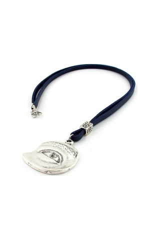 Solfera Tek Göz Her Şeyi Gören Göz Lacivert Deri Metal Erkek Kolye Q0589 Pembe