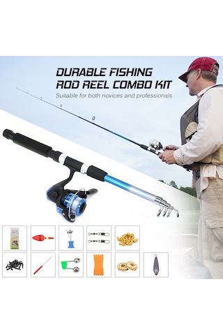 Mufunye Yeni Başlangıçcı İçin Mavi Plastik Bobinli Spinning Makine Ve Kamış Seti - Taşınabilir Tüm Züccaciyeyle