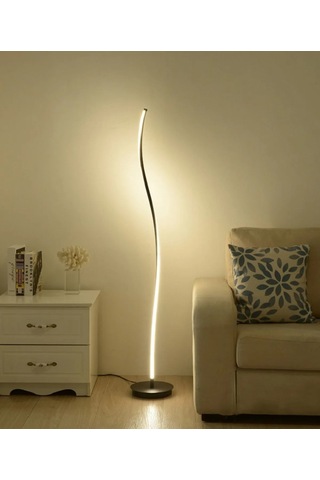 Modern Kıvrımlı Siyah Kasa 3 Renk Lambader Siyah