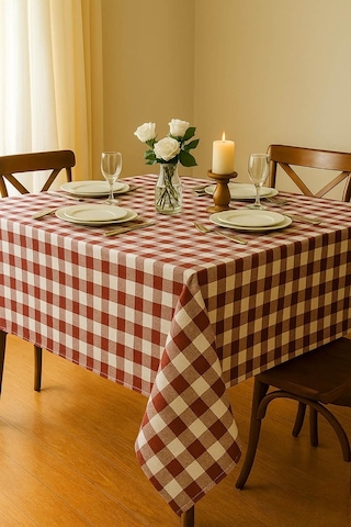 Mira Home Kareli Masa Örtüsü Sofra Bezi 160x220 Cm Rustik Çok Renkli