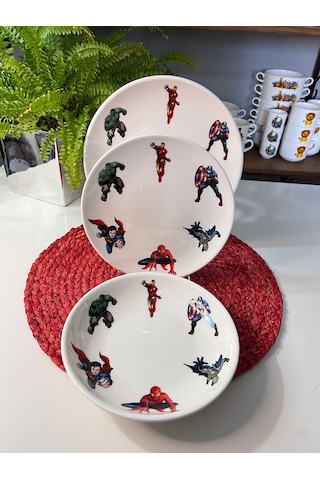 6 Parça Süper Kahramanlar Avengers Model Çocuk Bebek Yemek Takımı Çok Renkli