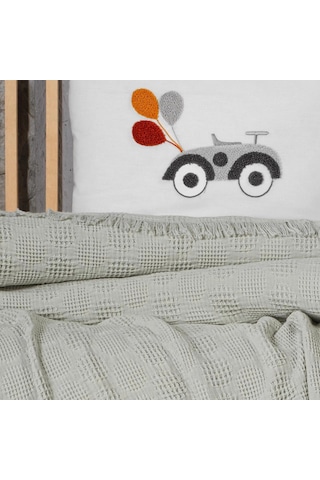 Kanz Bebek Waffle Müslin Nakışlı Pike Knz-021 Bubble Yeşil Bubble Yeşil