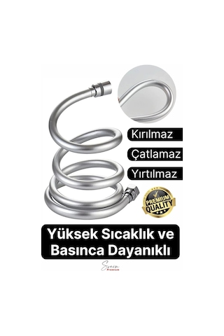 Gümüş Dayanıklı Esnek Kırılmaz Çatlamaz Patlamaz Sızdırmaz Pvc Banyo Duş Musluk Hortumu 1,5 Metre Çok Renkli