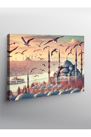 Kanvas Tablo Martılar Ve Mavi Cami