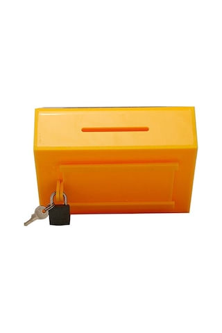 Pleksi Tip Box Bahşiş Kutusu Sarı 15x10xh12 cm