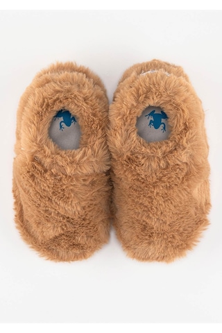 Furry Furry Kestane Kahverengi Kürk Barefoot Patik Kahverengi