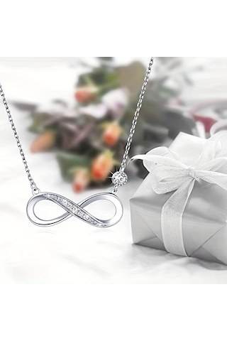 Tcherchi Gümüş Renk Sonsuzluk Kolyesi Gümüş