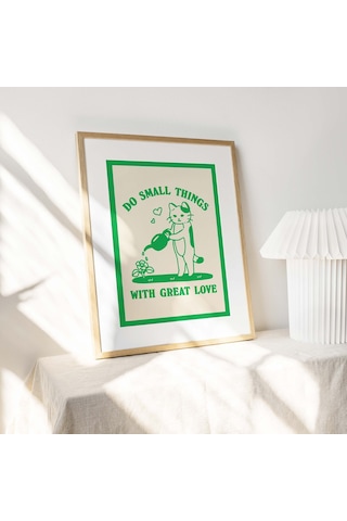 Kedi Ve Bitki Baskısı, Küçük Şeyler Büyük Aşk Sözü Posteri