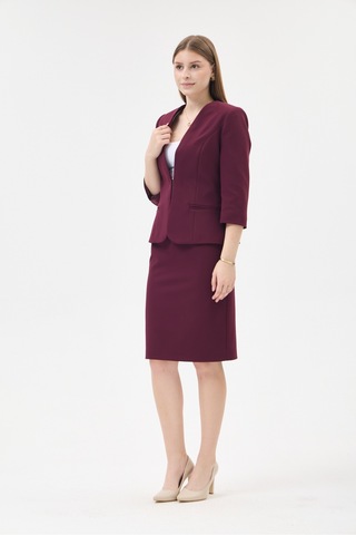 Velnara Moda Mürdüm Zamansız Klasik Kadın Takım Elbise-v Yaka Ceket & Kısa Kalem Etek Koyu Mürdüm - 927034372 Koyu Mürdüm