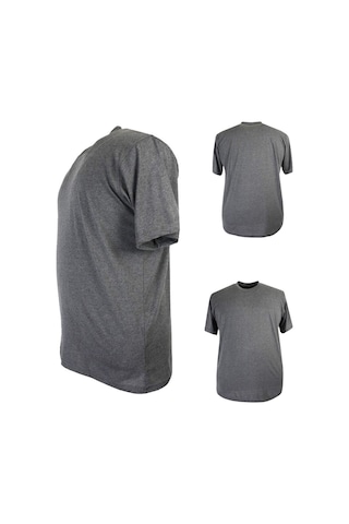 Erkek 72 Kilo-200 Kilo Arası İçin Uygun Bisiklet Yaka Düz Tişört Antrasit