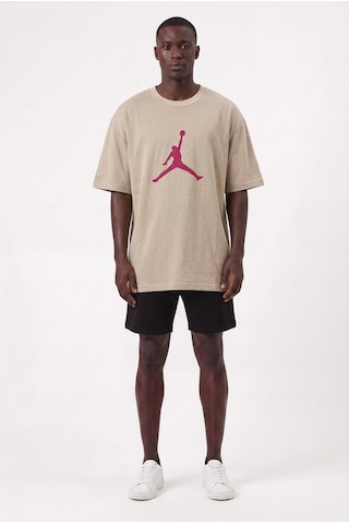 Lixa Air Jordan Kum Orta Logo Kırmızı Erkek T-shirt 10740 SİYAH