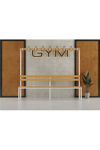 Ayakkabılıksız 6 Ayaklı Tek Taraflı Bank, Kanca Şeritli Bank, 9 Kanca, 200x43x170 Cm, Spor Bankı