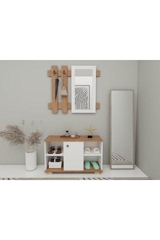 Edessa Ayakkabı/antre Hol Dolabı Marbellak.beyaz Renk Kahverengi - Beyaz