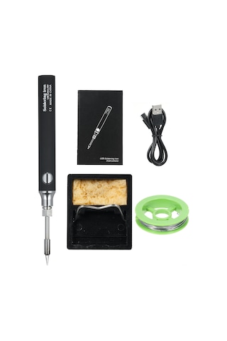 Kangvka Kablosuz Li-pilli 650mah Dürtü Kaynağı Seti - 3 Sıcaklık Seviyesi, Usb-c Şarj, Ev Ve Dıy İçin Siyah Uç + Tutucu + Talaş + Şarj Kablosu Dahil