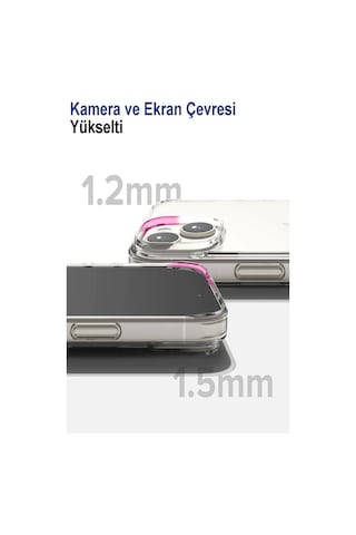 Apple Uyumlu iPhone 15 Kapak Kristal Clear Case Sert Şeffaf Mika Kılıf