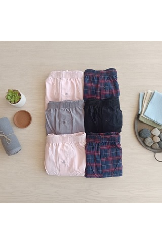 Bonbon Erkek 6'lı Paket Karışık Renk Dokuma Kumaş Boxer 0072-0018 0071-no:7 Bb2650 Çok Renkli