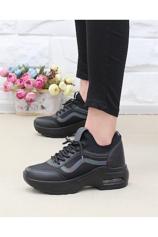 Nesil Shoes Flet 121 Siyah Air Taban Kadın Sneakers-siyah Siyah