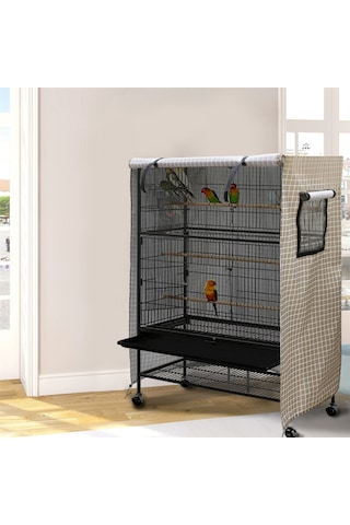 Vkemall Kuş Kafesi Örtüsü Siyah 210d Oxford Kumaş Dışarıda Isı Sağlar Rüzgar/yağmur/güneş Engelleri 130x96x59cm