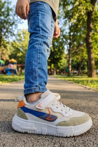 In Step Kasina Unisex Çocuk Günlük Spor Ayakkabı - Cırtlı Ve Bağcıklı Konforlu Sneaker Beyaz