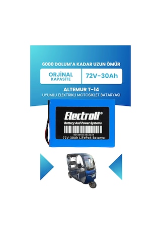 Altemur T-14 Batarya Standart Kapasite Lifepo4 72v 30ah Elektrikli Motosiklet Bataryası