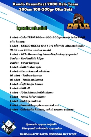 Oslo Team 360cm 100-200gr Kendo Oceancast 7000 Olta Seti