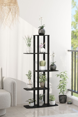 Gardenya Çok Katlı Çiçeklik Saksılık Siyah Siyah