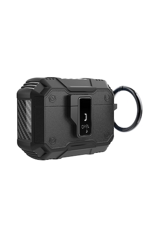 Apple Uyumlu AirPods Pro 3 Kılıf Kilitli Açma Kapama Koruyucu Kapak Siyah