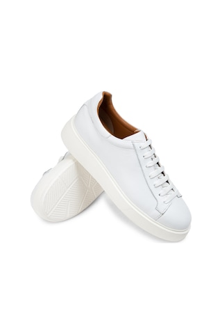 Deery Hakiki Deri Beyaz Erkek Sneaker Ayakkabı - 01954mbyze01 Beyaz