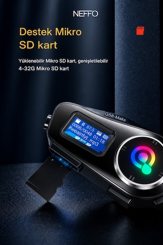 İntercom 2 Kişi Bağlantılı Telsiz Özellikli Bluetooth Kask Kulaklık Ekranlı Fenerli Telsiz Intercom