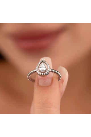 Gümüş Pazarım Damla Kesim Gümüş Yüzük