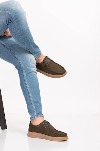 Gondol Hakiki Deri Erkek Loafer Ayakkabı Src.810 Haki Nubuk