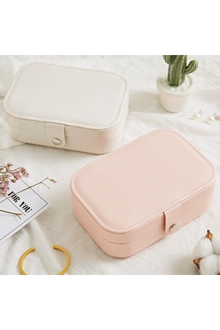 Novahub Kızlar Takı Saklama Kutusu Pu Deri Çift Katmanlı Tasarım Pembe Pembe Pembe