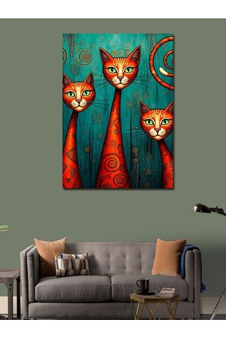 Kanvas Tablo Renkli Kedi Efsanesi 70cmx100cm