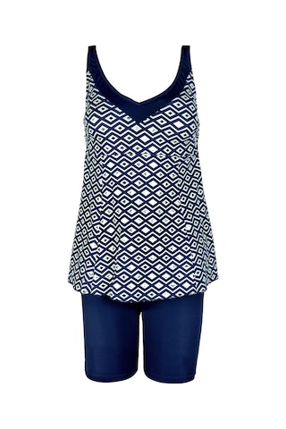 Endeep Kadın Lacivert Geometrik Desenli Tankini Takımı Lacivert