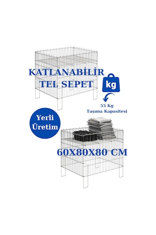 Katlanır 60x80x80 Cm Tel Sepet Havuz Sepet Market Sepeti