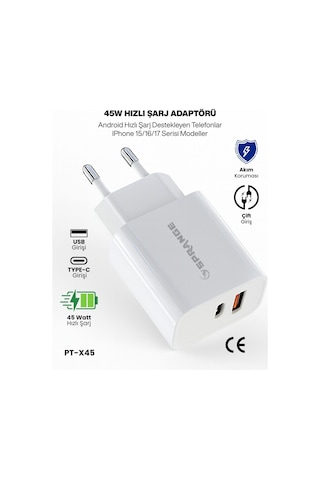 Samsung Uyumlu Galaxy S23 S24 S25 Plus / S23 S24 S25 Ultra Hızlı Şarj Aleti 45w Pd Type-c Usb-a Şarj