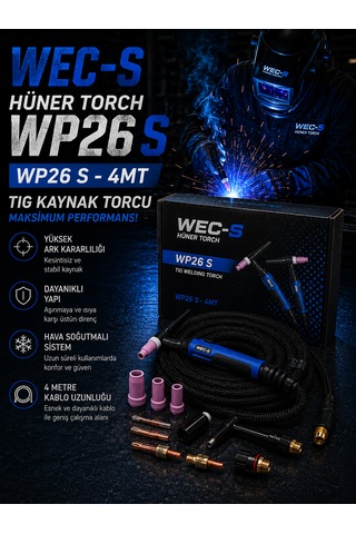 Wec-s Hüner Wp26 S 4 Metre Tıg Kaynak Torcu Tgtt2604f