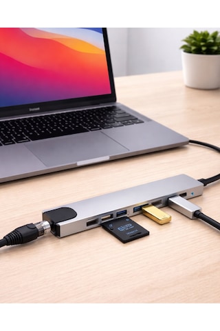 Type C Hub Çoklayıcı 8 Port Usb Hdmı Rj45 Kart Okuyucu Diğer