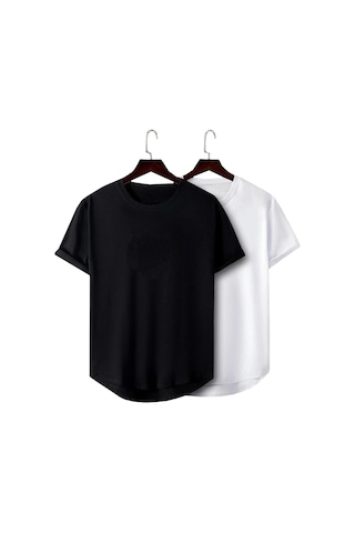 2'li Erkek Oval Kesim Basic Fit Pis Yaka Salaş T-shirt Karışık