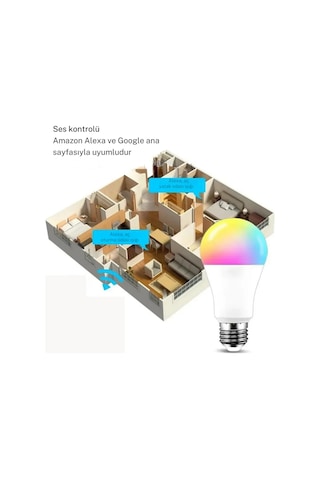 Akıllı Ampül 9w Mobil Uygulama Kontrollü Rgb Renkler Gece Lambası Çocuk Odası Dekoratif Diğer