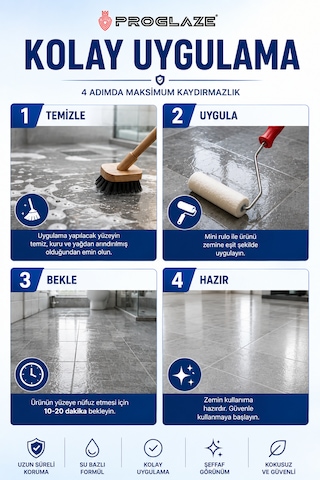 Proglaze Kaydırmaz Solüsyon 500ml + Rulo Hediye Şeffaf