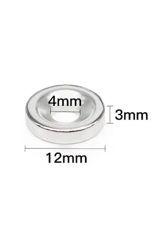 Havşa Delikli Neodim Neodyum Mıknatıs Ø12mm X 3mm-4mm 5 Adet