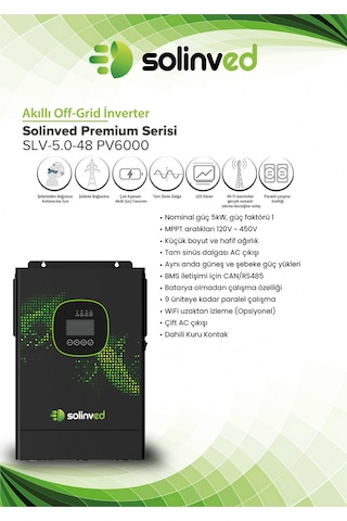 Solinved 5.0 Kw Mppt Off-grıd Inverter 5000w, 48v/ 120-450vdc, Slv-5000-48