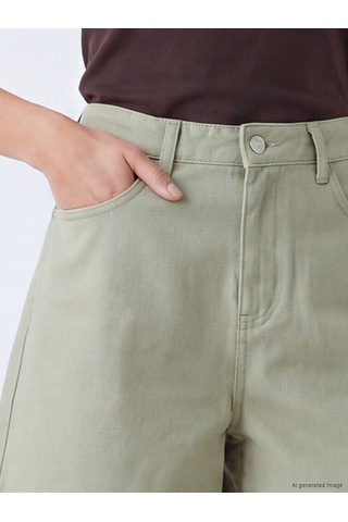 Lcwaıkıkı Classic Yeşil Yüksek Bel Bermuda Fit Kadın Jean Şort