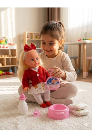 Mila Altını Islatan Konuşan 34 Cm Bebek Bakımı Eğitici Aksesuarlı Oyun Seti Kırmızı Kırmızı