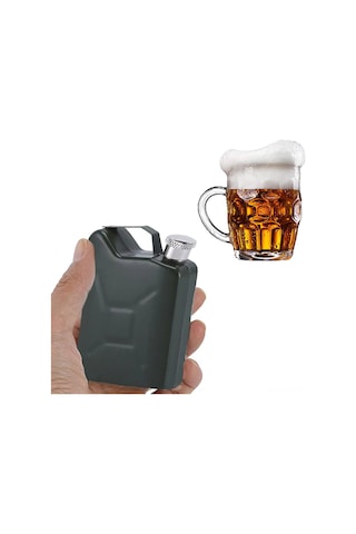 Kosona Stainless Steel Taşınabilir Şarap Potu 5 Unça 146ml - Sağlam Kapaklı, Taşınması Kolay - Kamp, Piknik İçin Yeşil Ordu Yeşili