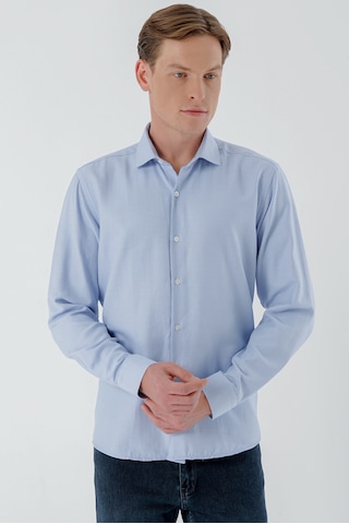 Morven Erkek Mavi Trend Baskılı Desenli İtalyan Yaka Slim Fit Gömlek 24mc004013300 Mavi