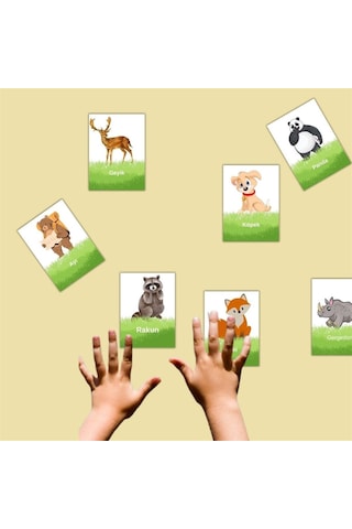 Zeka Kartları Orman Hayvanları Eşleştirme Oyunu Ahşap Eğitici Puzzle Oyuncak 3148