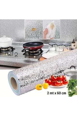 Mcg Rulo Gümüş Alüminyum Folyo Duvar Kağıdı, Kendinden Yapışkanlı Raf İçi, Su Geçirmez Folyo 2 Mt X 60 Cm Renkli